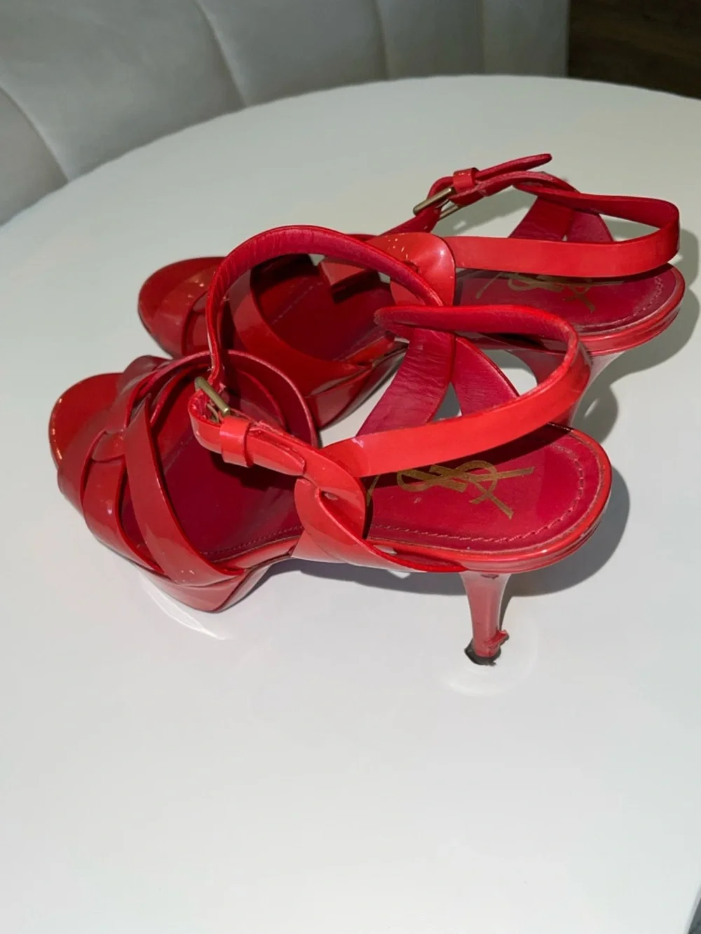 Saint Laurent (YSL) Tribute Sandal Heels – Red Patent – Size 41 - Picture 7 of 9